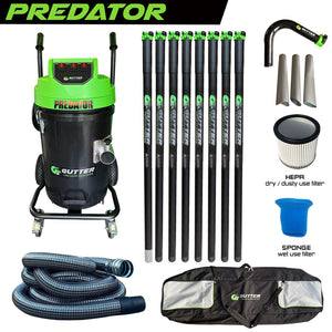 Polypropylene Predator Clamped Carbon 40ft Pole Package with Carbon Fibre Rigid Neck - 10m Wire Reinforced Hose