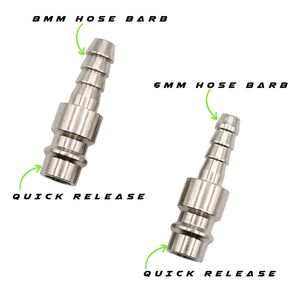 Series 26 Male Hose Tail Coupling - 6mm/8mm with quick release fitting to allow for quick disconnect
