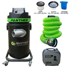1700w Panther Gutter Vacuum (Vacuum only) with 5M Green GVS Wire Reinforced Hose and GVS-2250 Inverter Generator