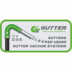 Large vehicle decal for gutter clearing – features push fit carbon fibre poles and 135 silicone flexi neck. 80mm x 175mm which is ideal for van display