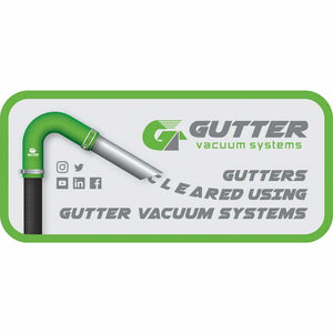 Large vehicle decal for gutter clearing – features push fit carbon fibre poles and 135 silicone flexi neck. 80mm x 175mm which is ideal for van display