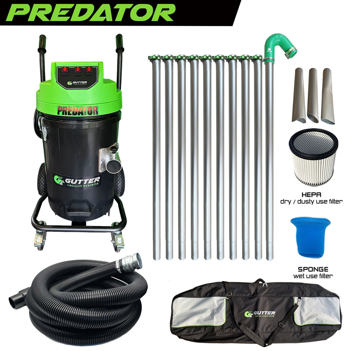 Polypropylene Predator Gutter Vacuum 3600W – 40ft Aerospace Aluminium Pole Kit
