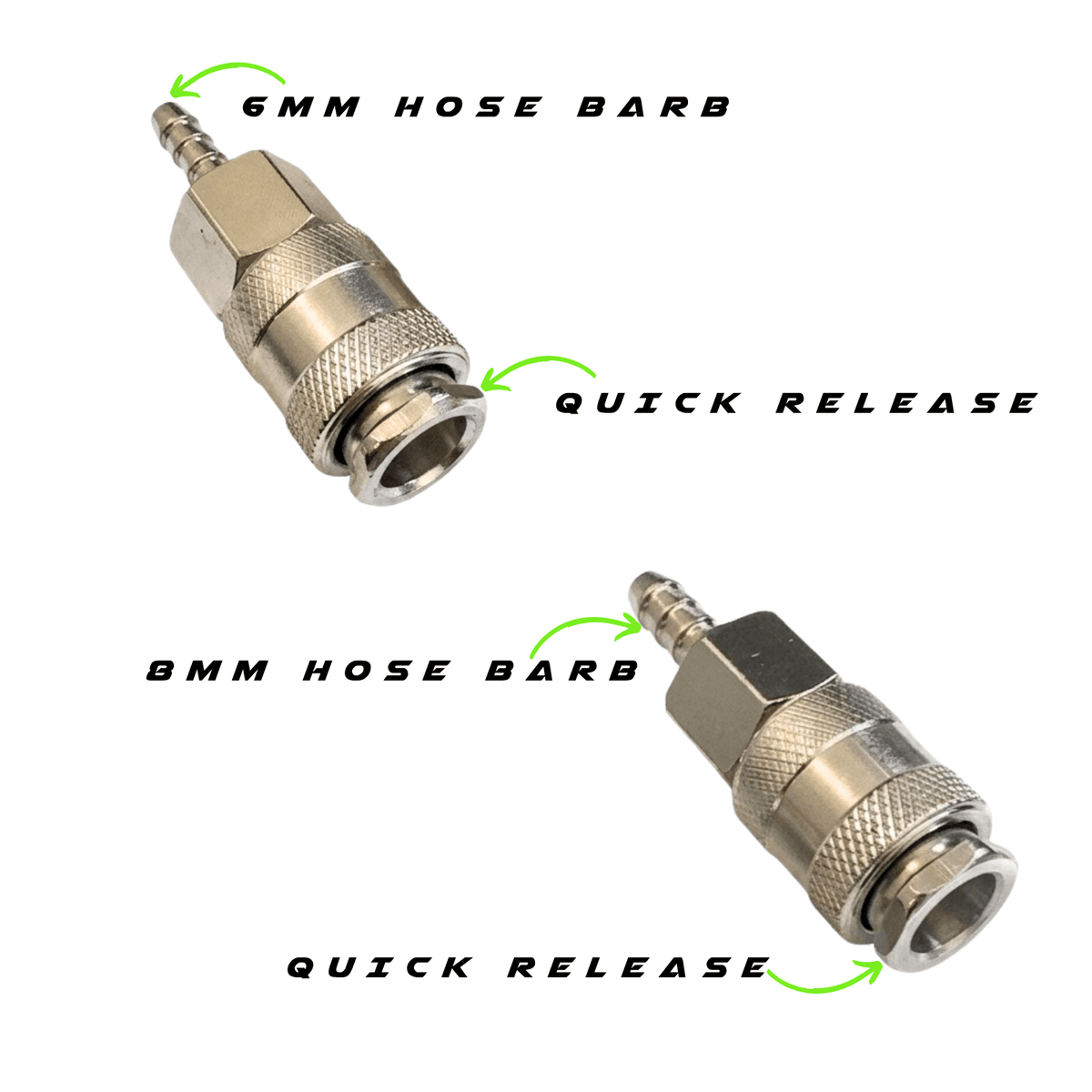 Series 26 Female Hose Tail Coupling 6/8mm featuring quick-release coupling that automatically stops water flow when disconnected, helping reduce mess and improve efficiency on the job.
